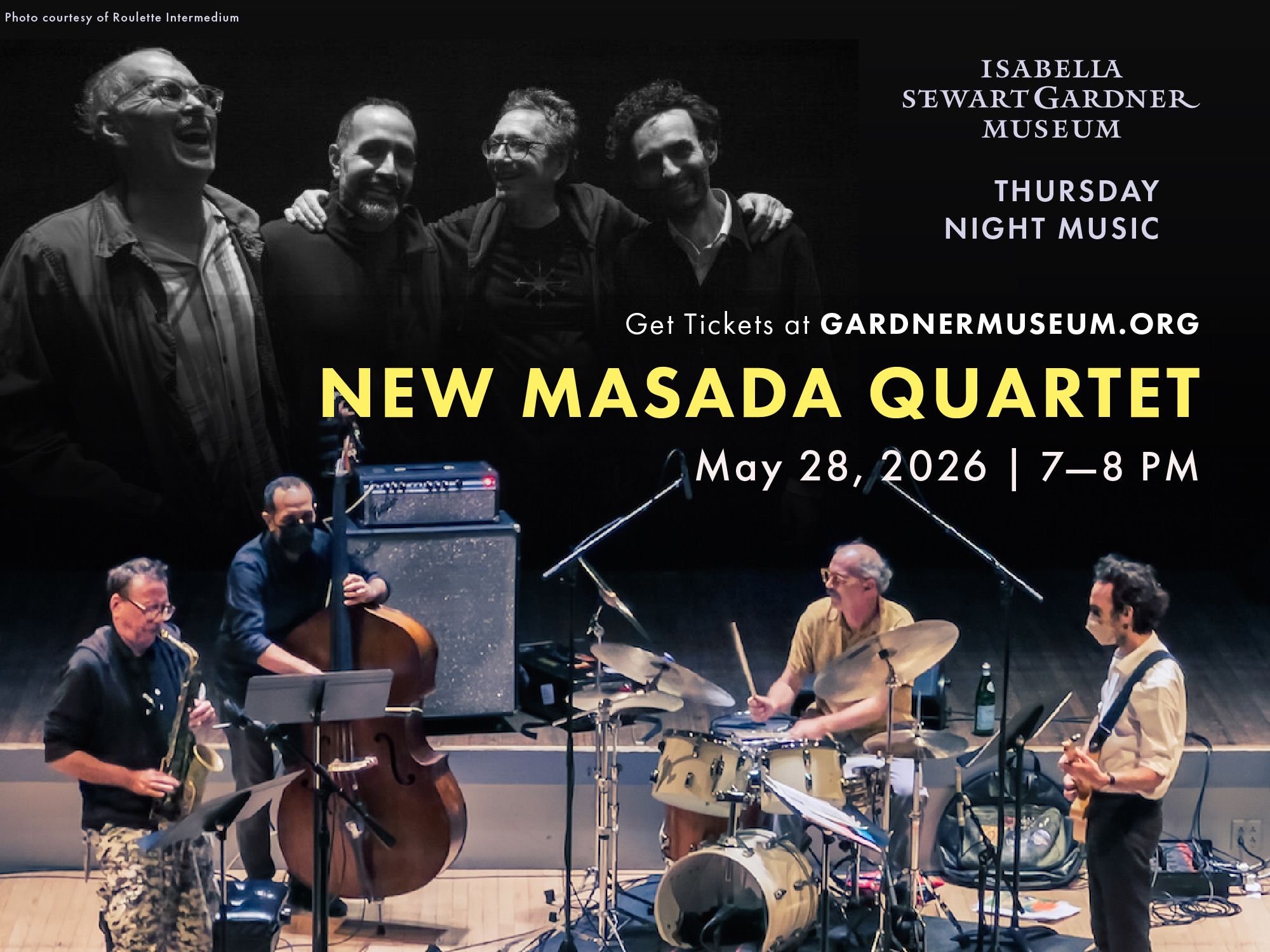 John Zorn New Masada Quartet at the Gardner Museum Ad